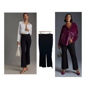 Anthropologie Maeve Large Tall Margot Kick-Flare Cropped Pants Black NEW